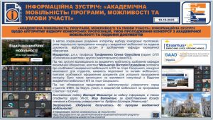 ІНФОРМАЦІЙНАЗУСТР ІЧ: « АКАДЕМІЧНАМОБІЛЬНІСТЬ: ПРОГРАМИ, МОЖЛИВОСТІ ТАУМОВИ УЧАСТІ»